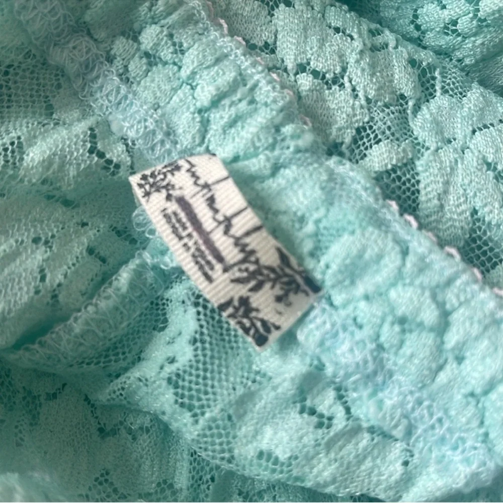 Free People All Day Lace Flare Pants Turquoise Blue Large
